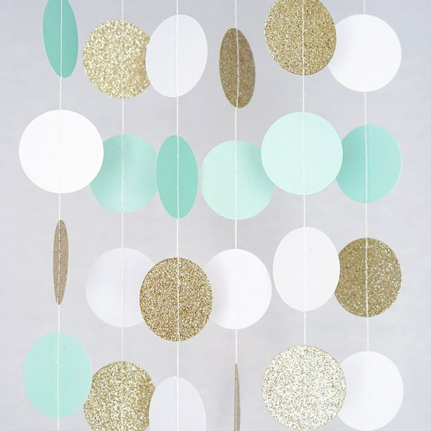 Glitter Circle Polka Dots Garland Banner Bunting Party Decor Pink White And Gold